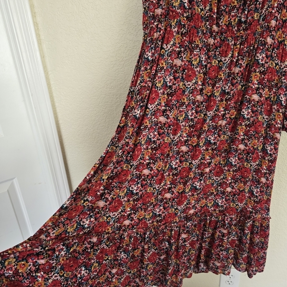 Hayden Los Angeles NWT Floral Print Ruffled Square Neck Midi Dress 2X - Picture 8 of 9